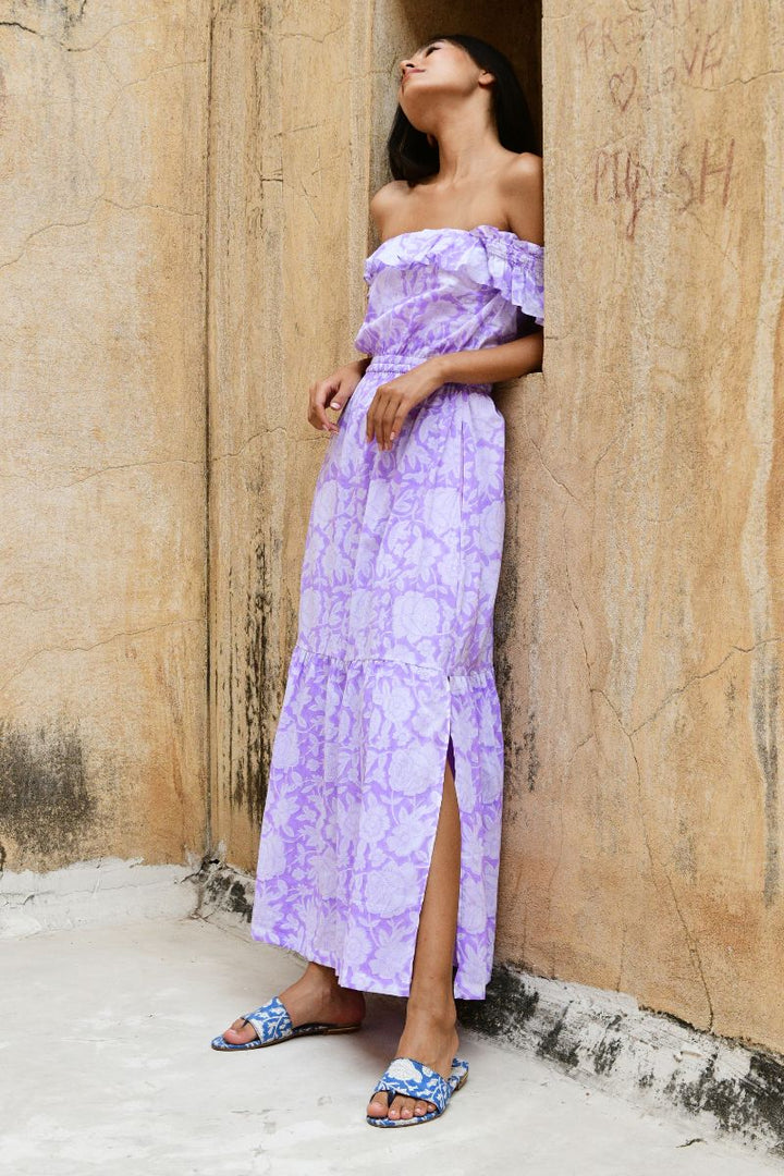 Ines Ruffle organic cotton Midi Dress