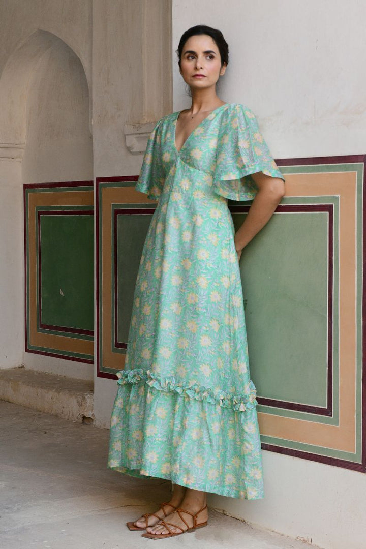 Bella Chanderi Silk Maxi dress