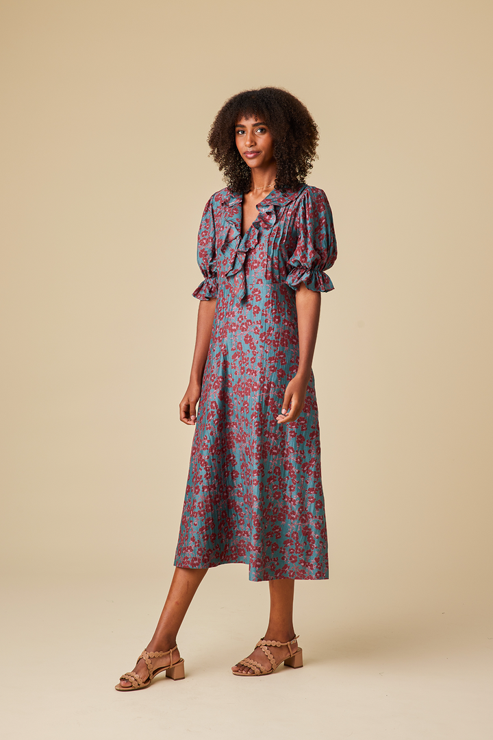 Isola Chanderi Silk Midi Dress