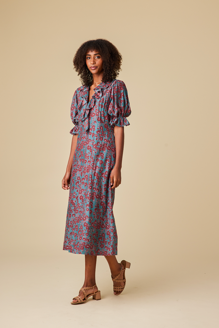 Isola Chanderi Silk Midi Dress