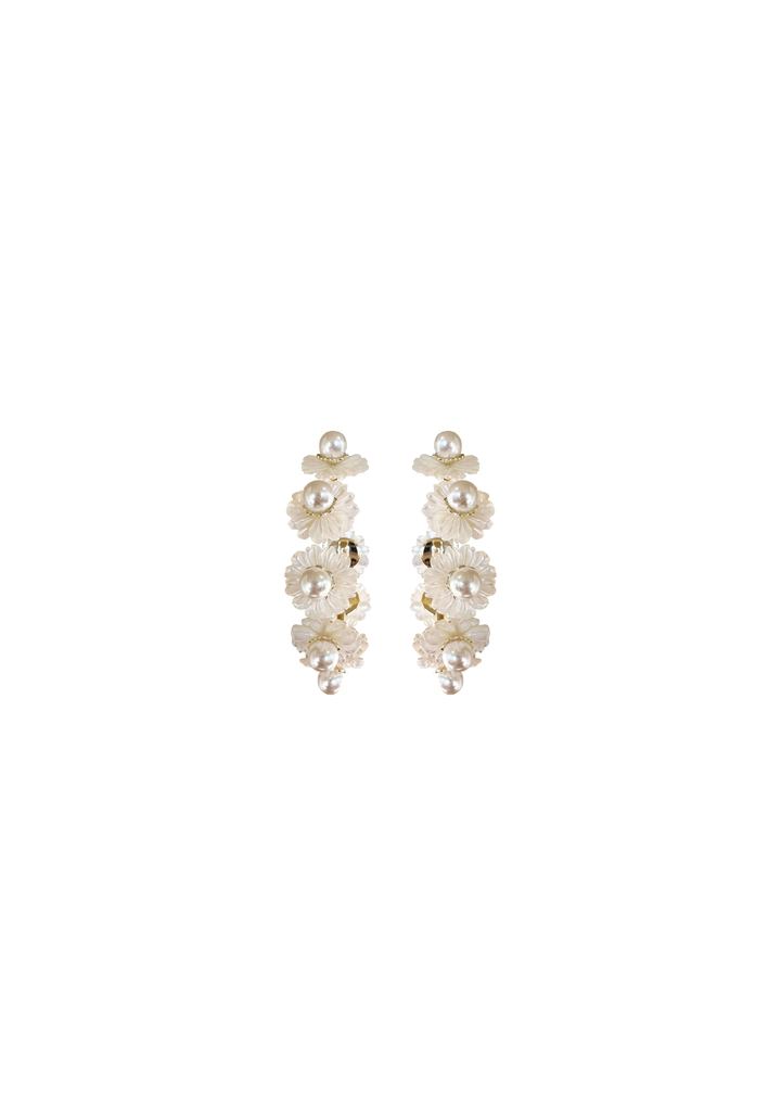 petite mother of pearl wildflower hoops