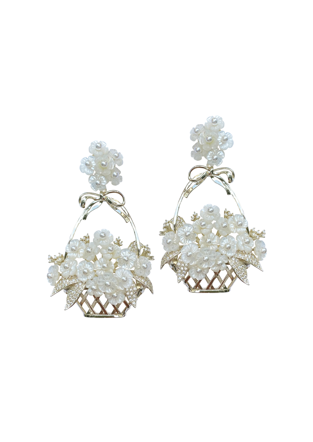 Pearly mother of pearl flower basket