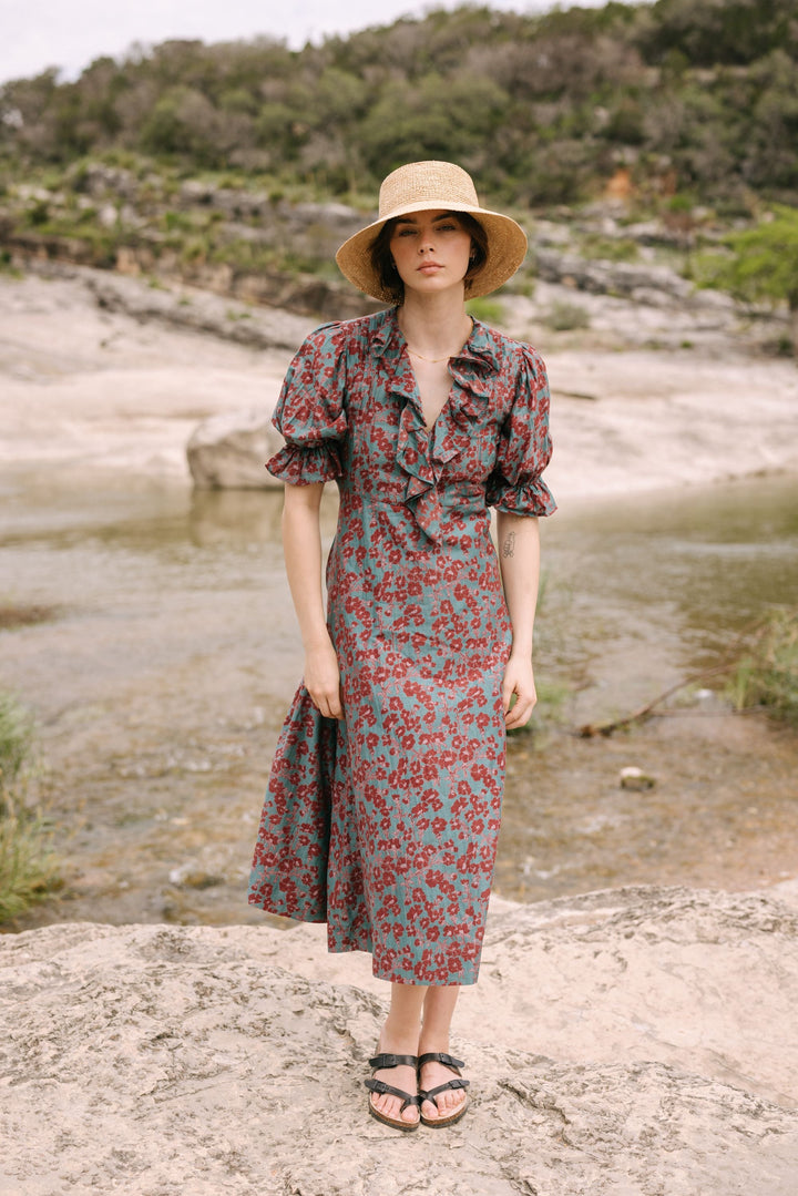 Isola Chanderi Silk Midi Dress