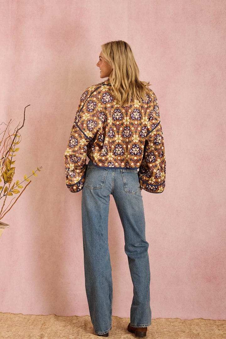 Porter Velvet Quilted Jacket - Chestnut Swirl