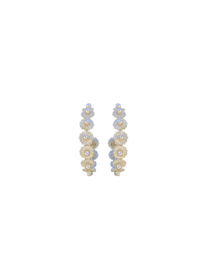 mother of pearl wildflower hoops