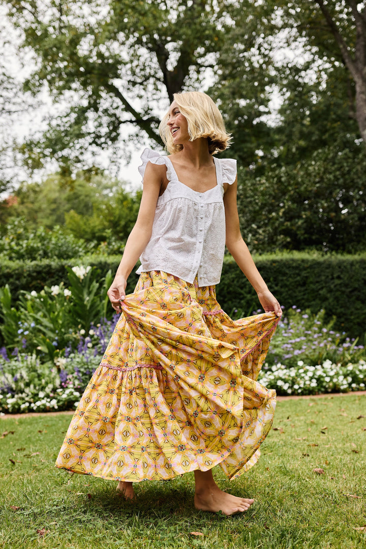 Lilly Flutter Sleeve Tank Top - Daisy Eyelet