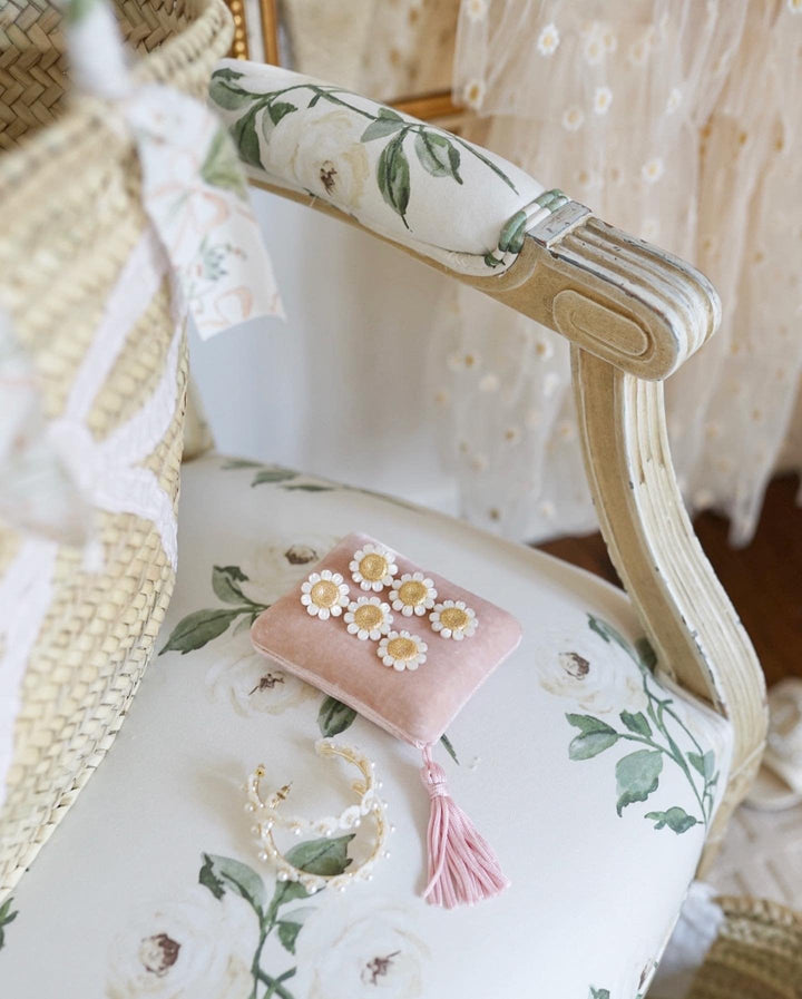 mother of pearl wildflower hoops