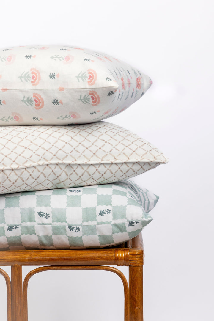Pillow Cover - Check Fleur, Green