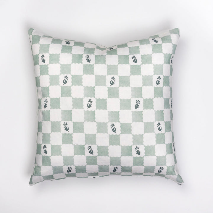 Pillow Cover - Check Fleur, Green