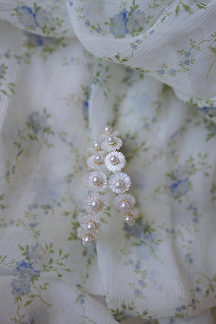 mother of pearl wildflower hoops