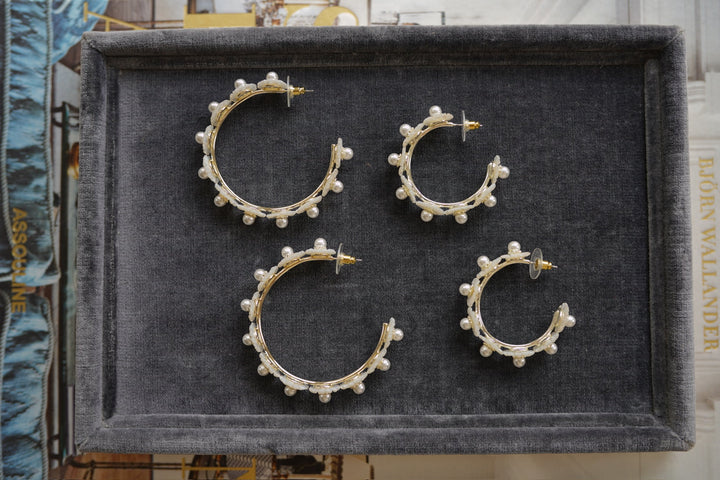 petite mother of pearl wildflower hoops