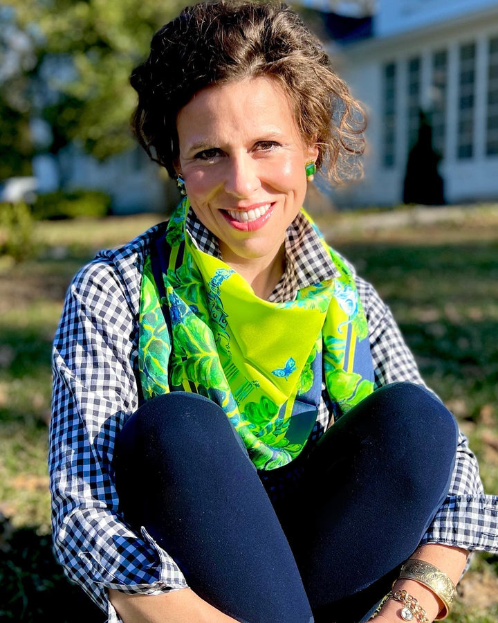 Apple Green Elephant Walk - Chinoiserie in the Jungle Scarf