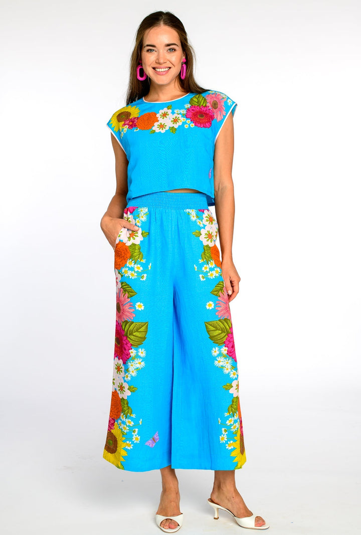 Presley Pants in Wildflower Aqua
