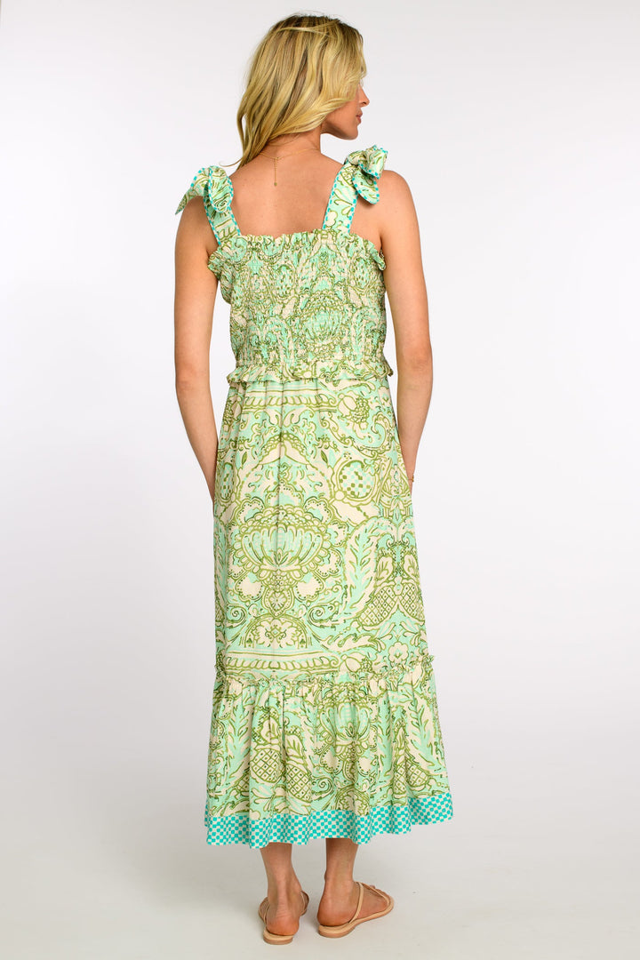 Deenie Dress in Damask Aqua