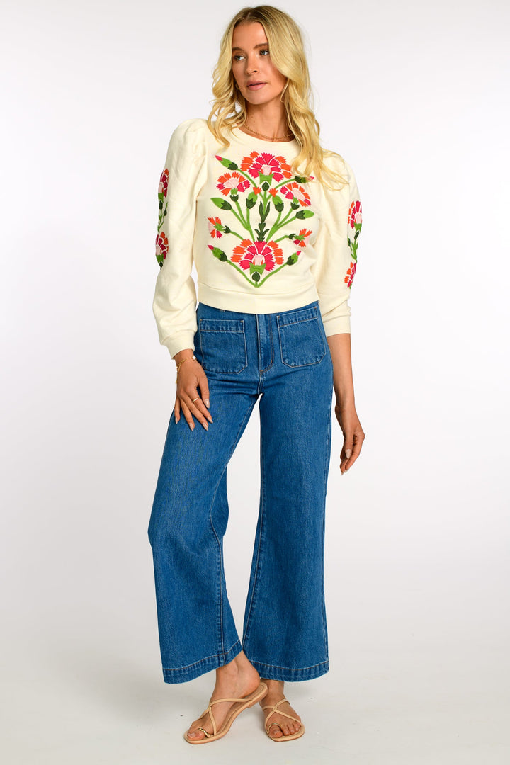 Jasmine Top in Indian Flower Ivory