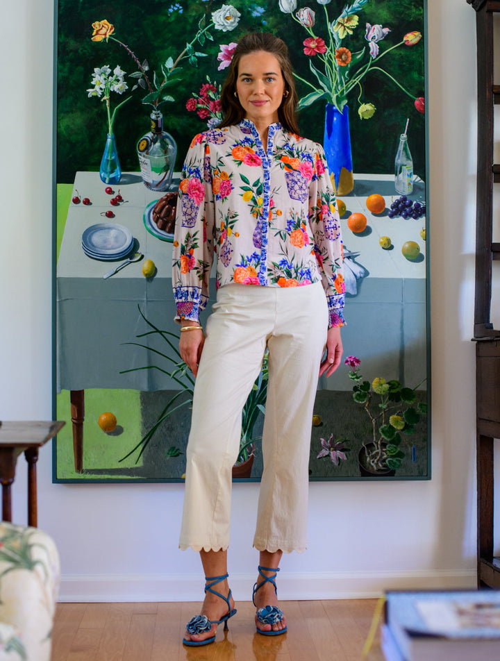 Emily Top in Ivory Ginger Jars