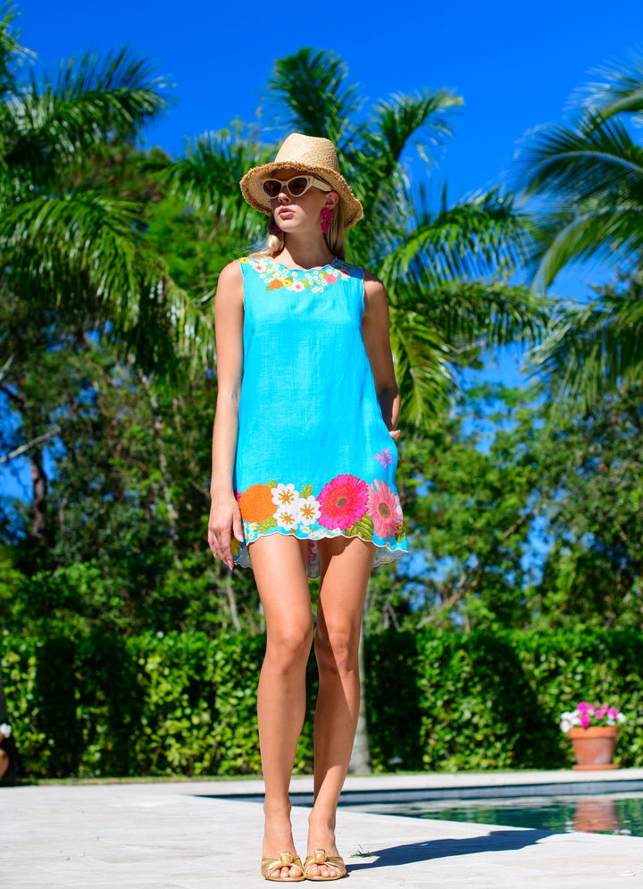 Ellie Dress in Wildflower Aqua