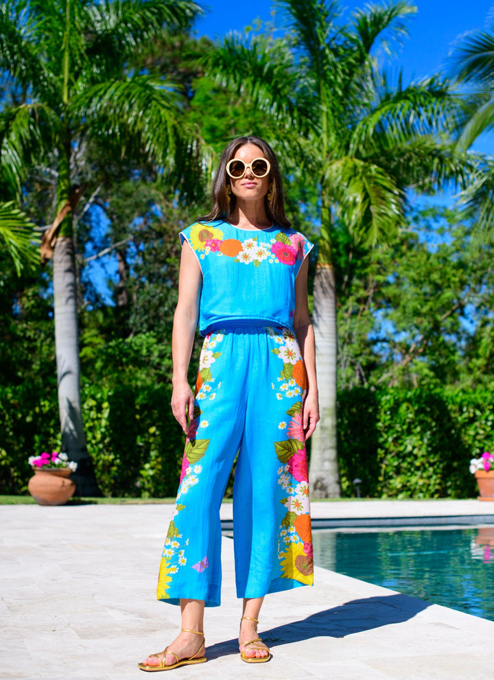 Presley Pants in Wildflower Aqua