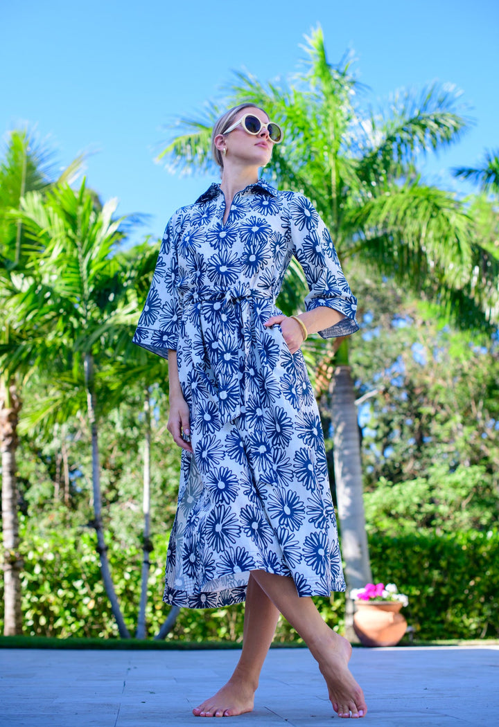 Talia Dress in Hand-Drawn Daisies