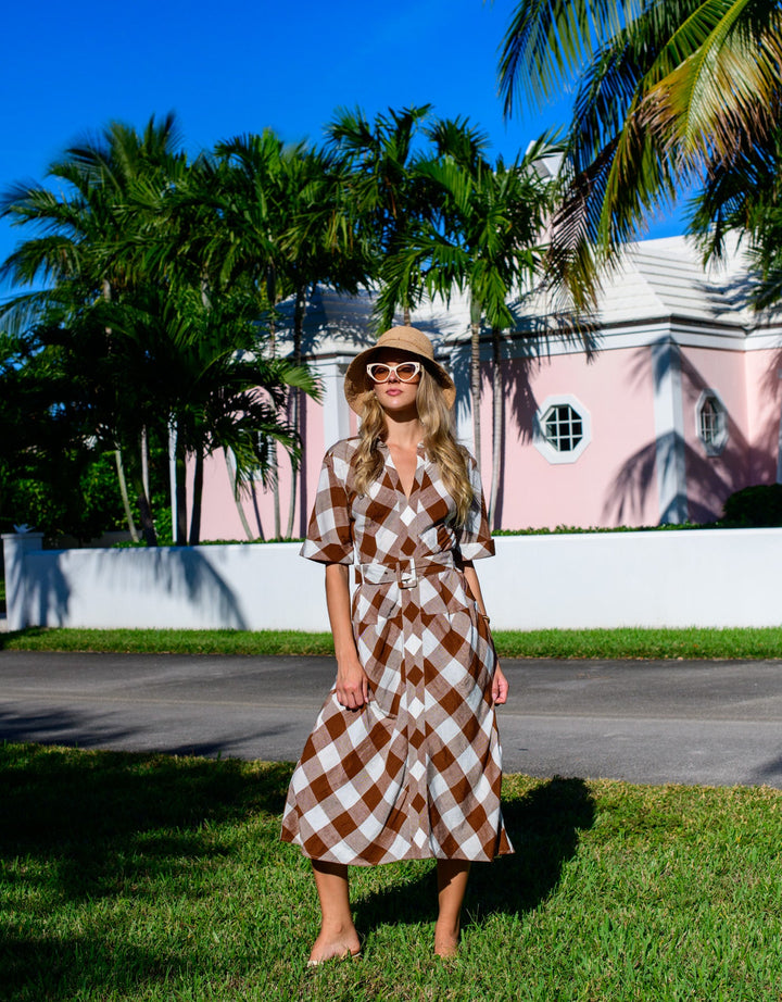 Collins Dress in Brown Gingham