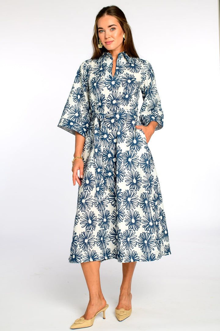 Talia Dress in Hand-Drawn Daisies