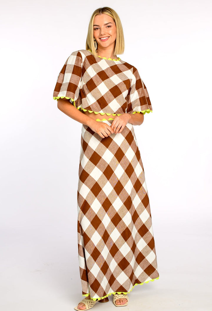 Paloma Top in Brown Gingham
