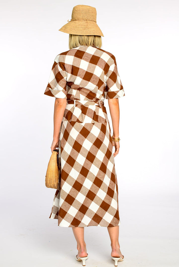 Collins Dress in Brown Gingham