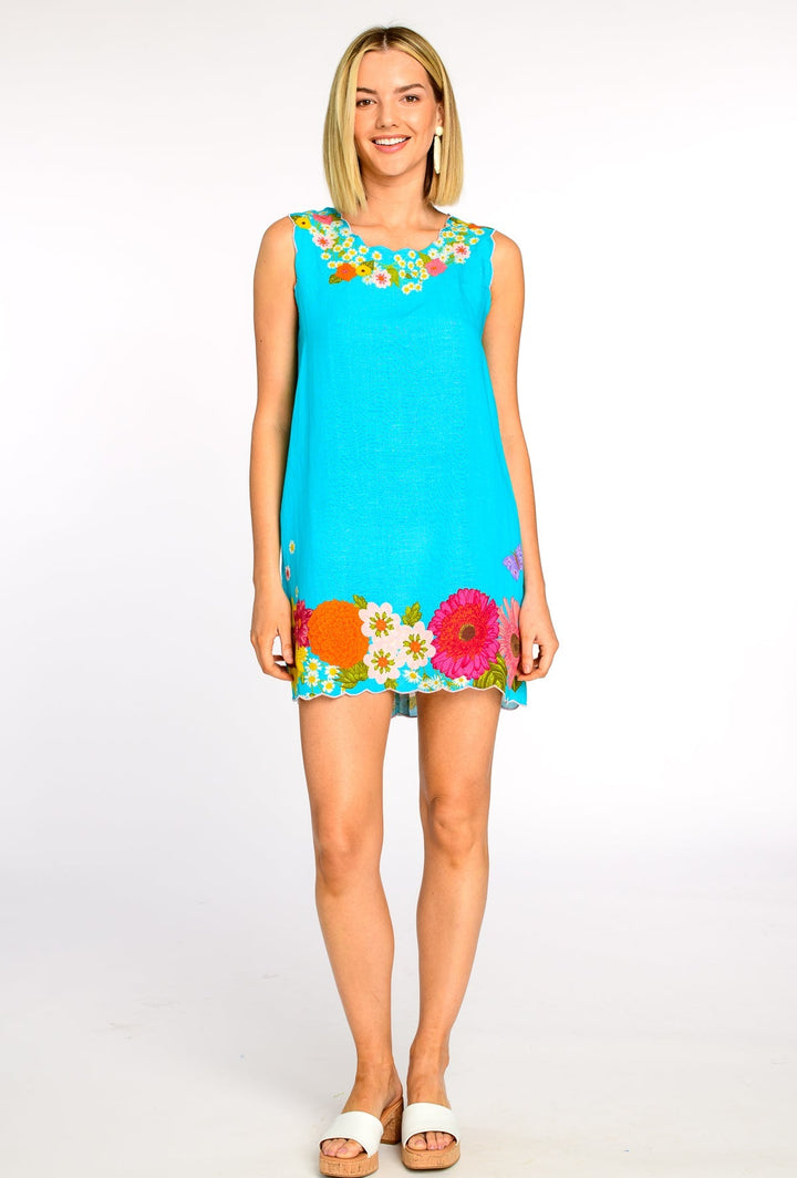 Ellie Dress in Wildflower Aqua