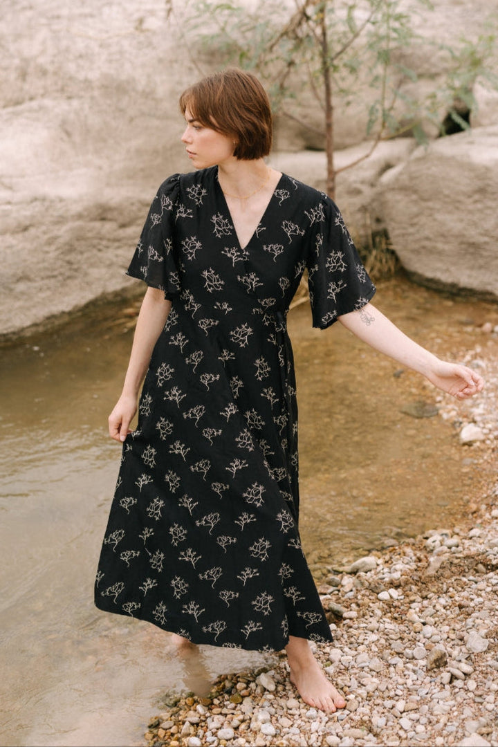 Elara Chanderi Silk Midi Dress