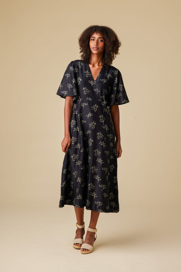 Elara Chanderi Silk Midi Dress