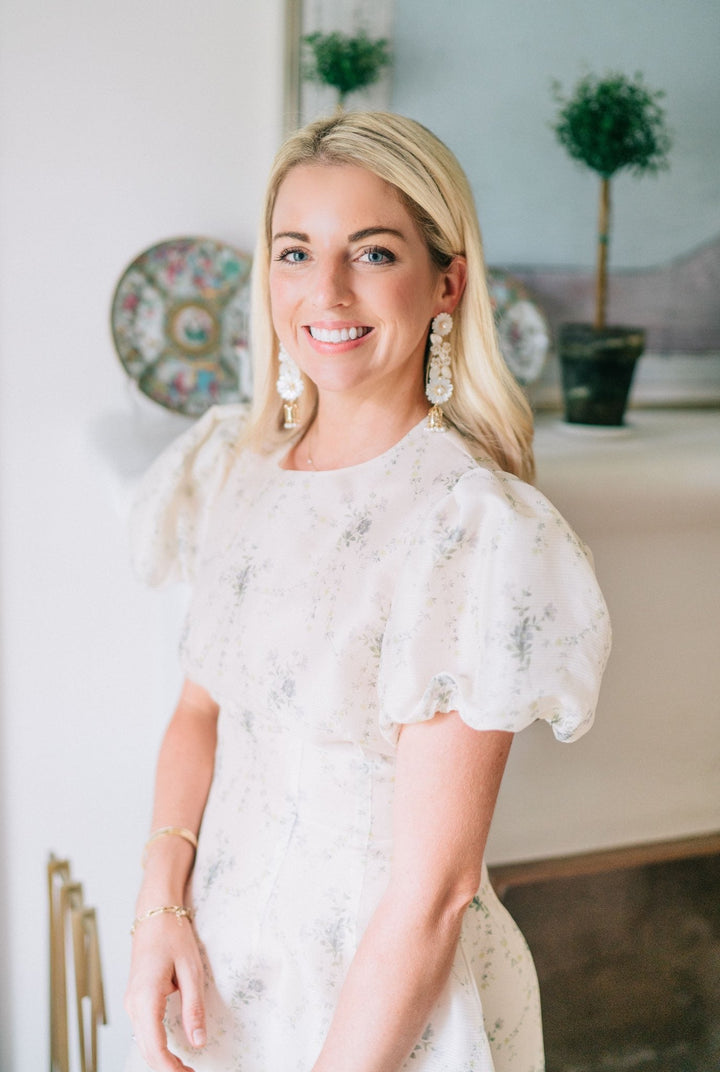 mother of pearl + pearl + bird cage earrings