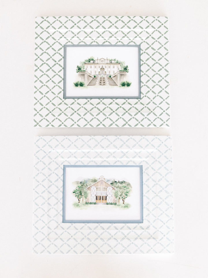 Block Printed Picture Frame in Croix Green