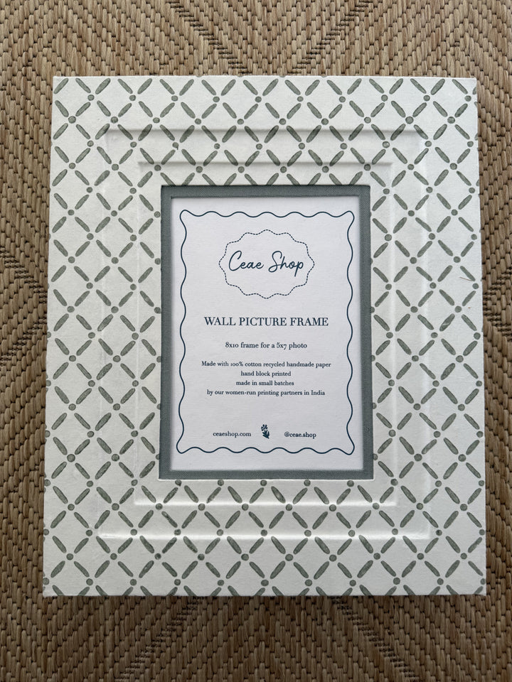 Block Printed Picture Frame in Croix Green