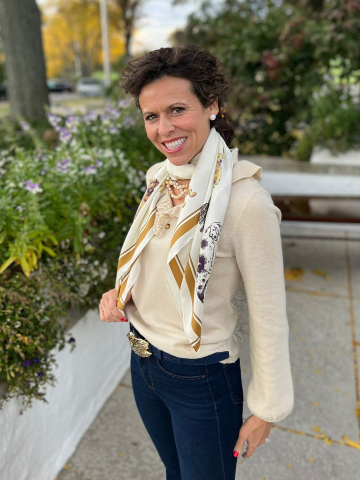 Ivory Pups Silk Twill Dog Scarf