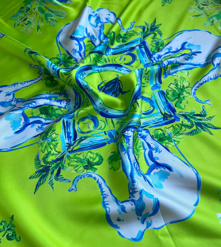 Apple Green Elephant Walk - Chinoiserie in the Jungle Scarf