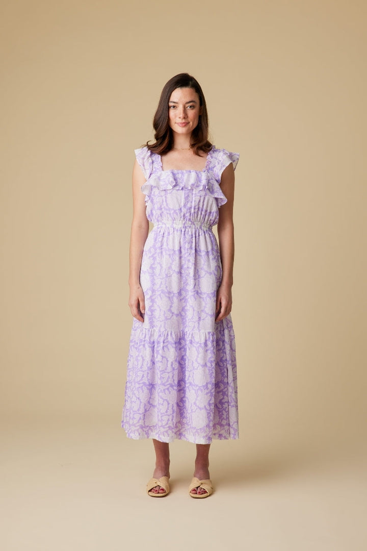 Ines Ruffle organic cotton Midi Dress