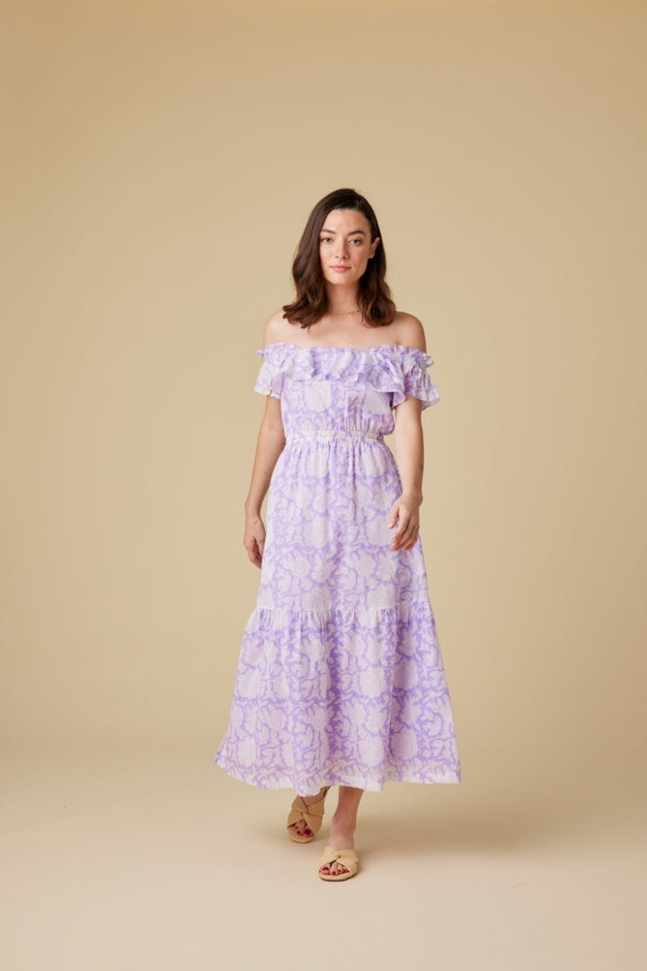 Ines Ruffle organic cotton Midi Dress