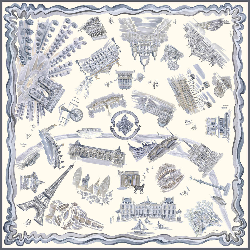 Paris Silk Scarf in Cream
