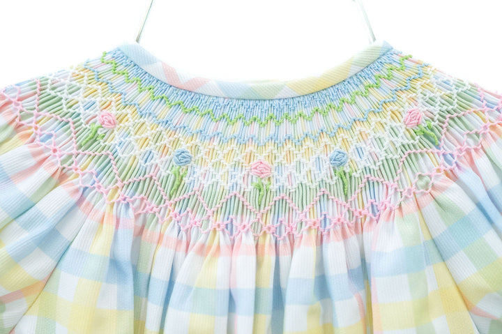 Pastel Smocked Easter Plaid Annabelle Bloomer Set