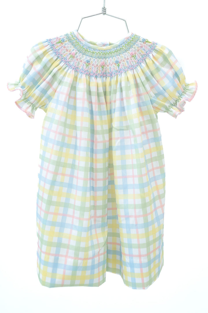 Pastel Smocked Easter Plaid Helen Dress