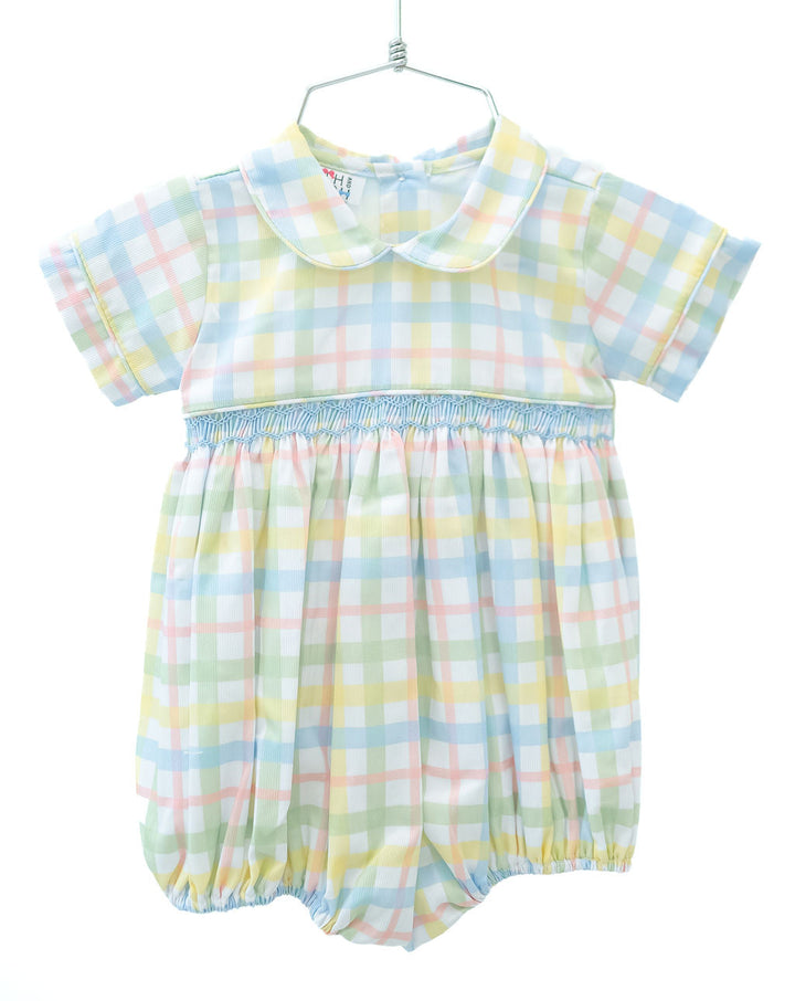Pastel Smocked Easter Plaid Arthur Bubble