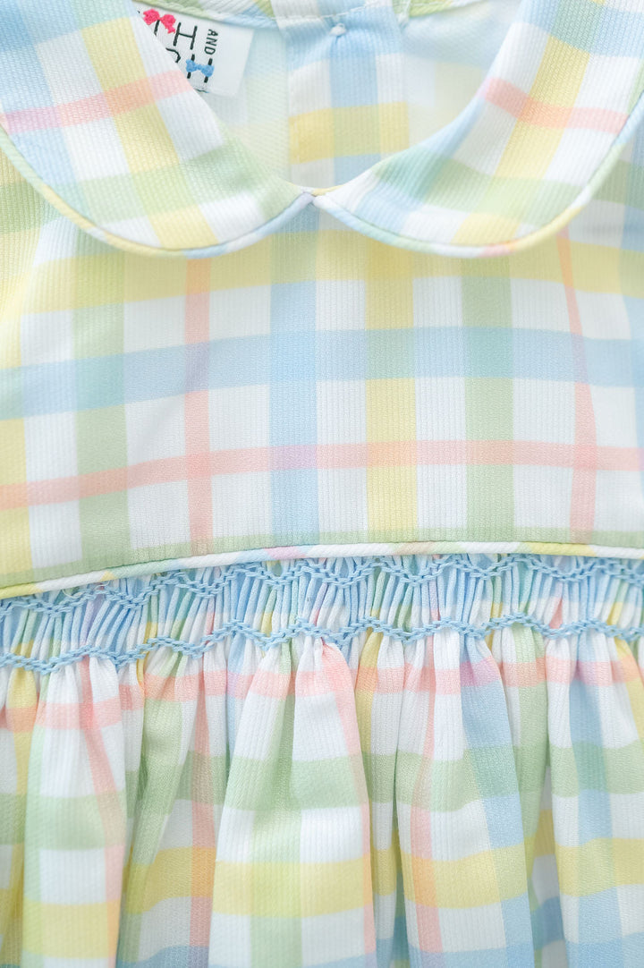 Pastel Smocked Easter Plaid Arthur Bubble