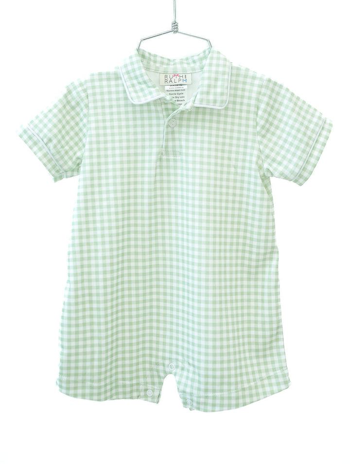 Green Gingham Pima Harold Romper
