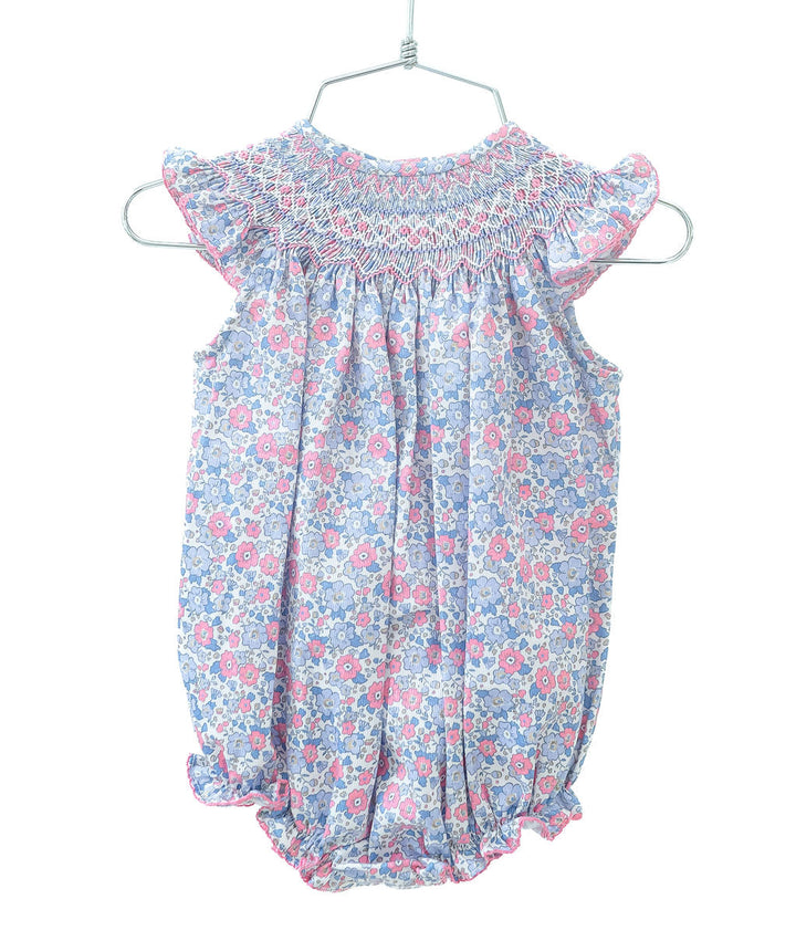 Periwinkle Poppy Floral Smocked Birdie Bubble