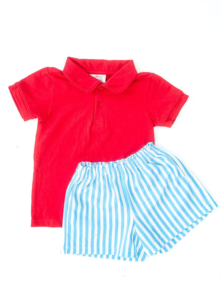 Summertime Stripes Pima Shep Polo/Shorts Set