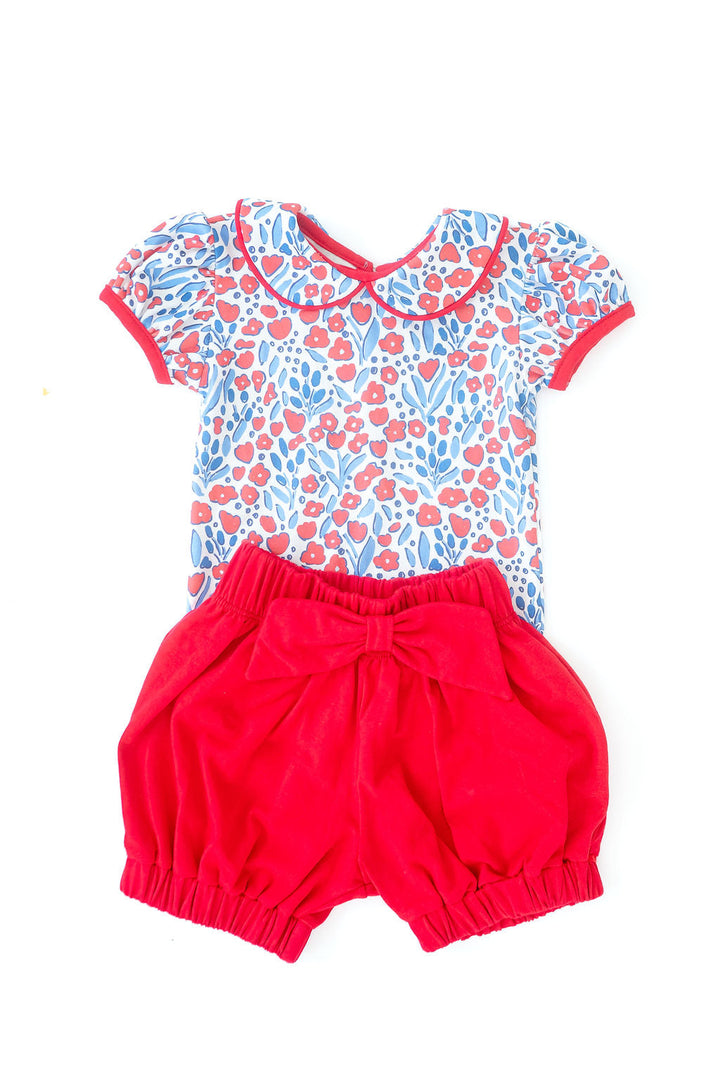 Patriotic Floral Pima Baby Onesie Set
