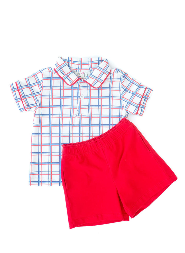 American Plaid Pima Shep Polo/Shorts Set
