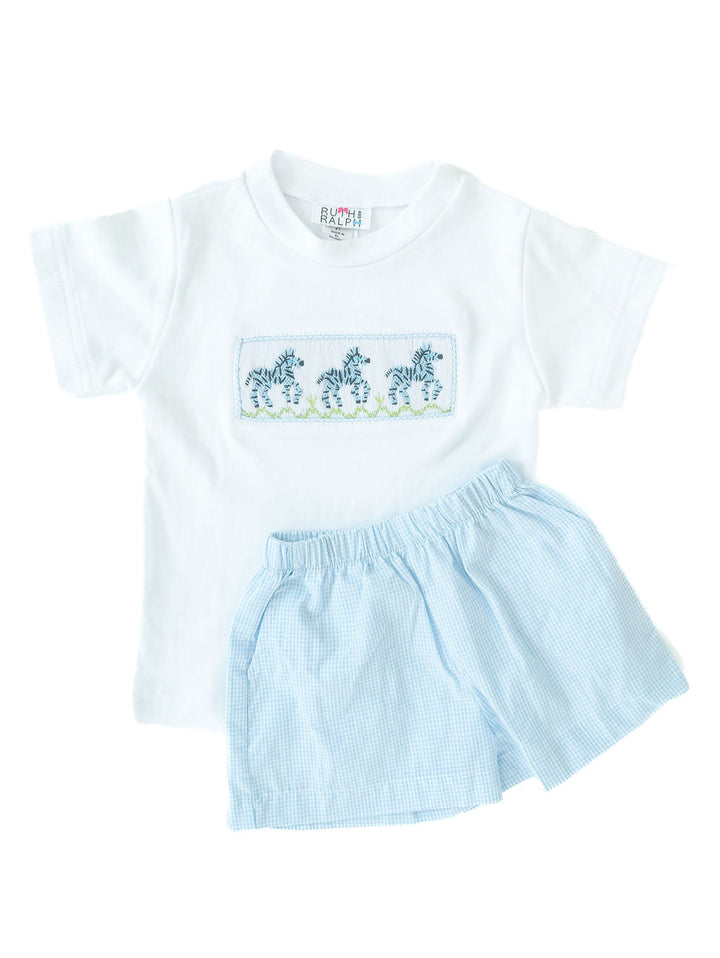 Zebras Smocked Beau T-Shirt/Shorts Set