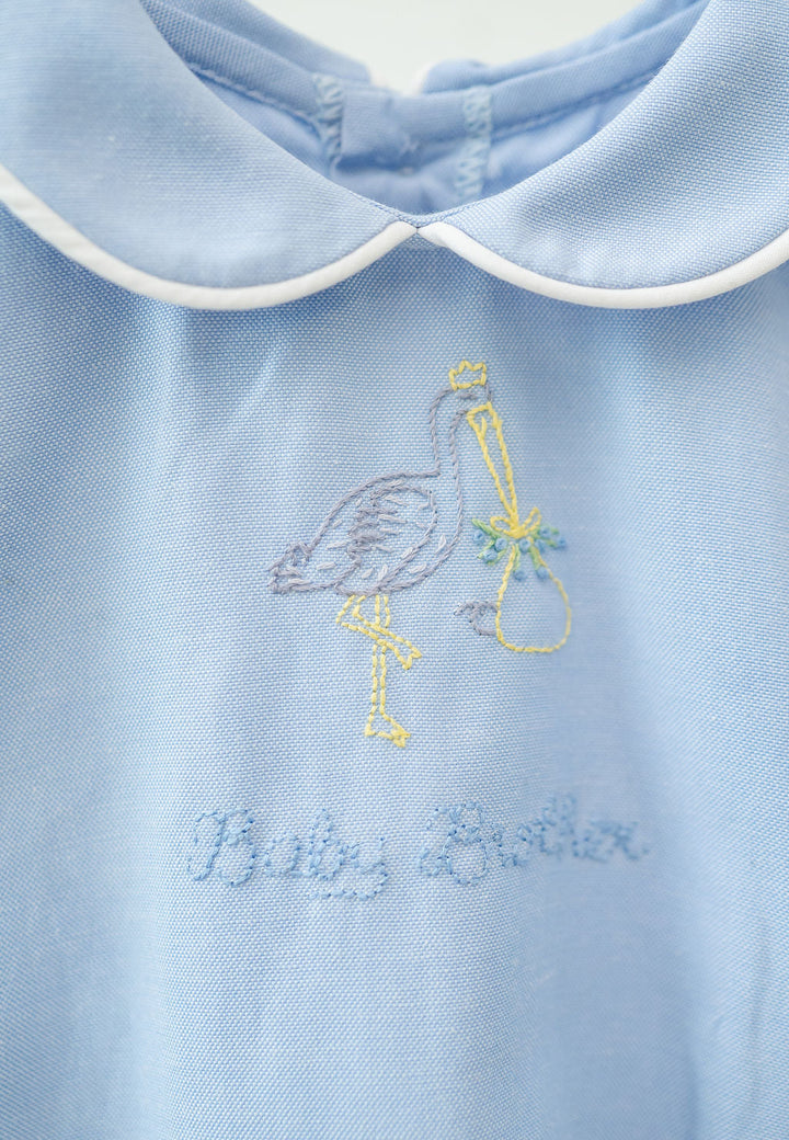 Little Baby Brother Embroidered Stork Bubble