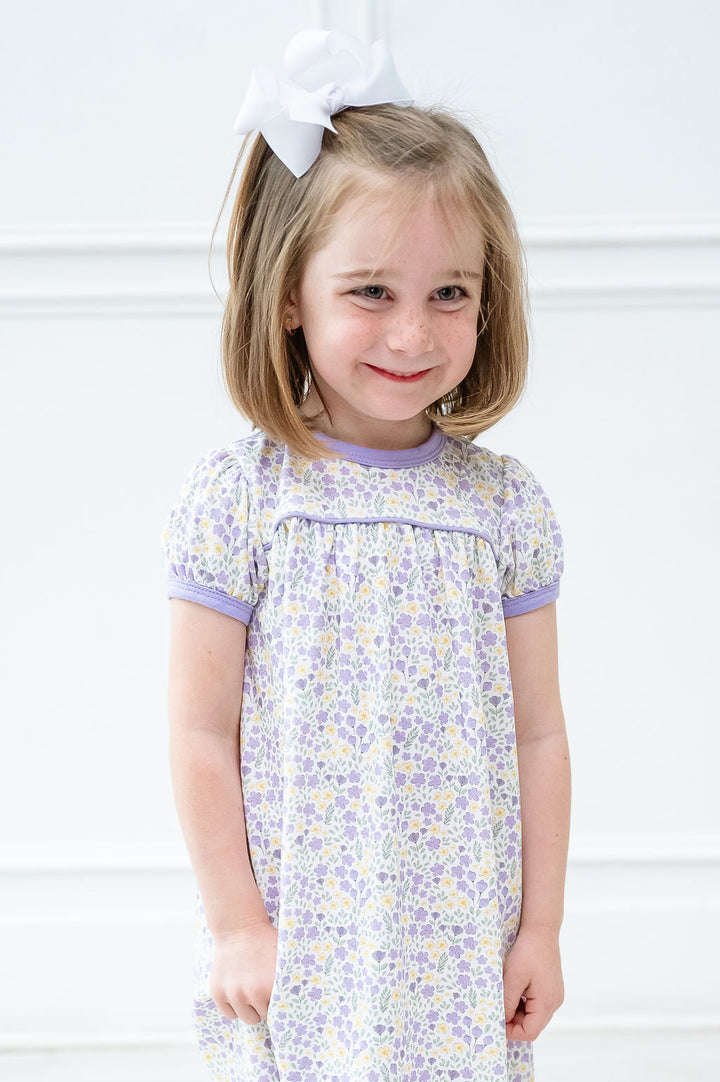Lavender Floral Pima Catherine Dress